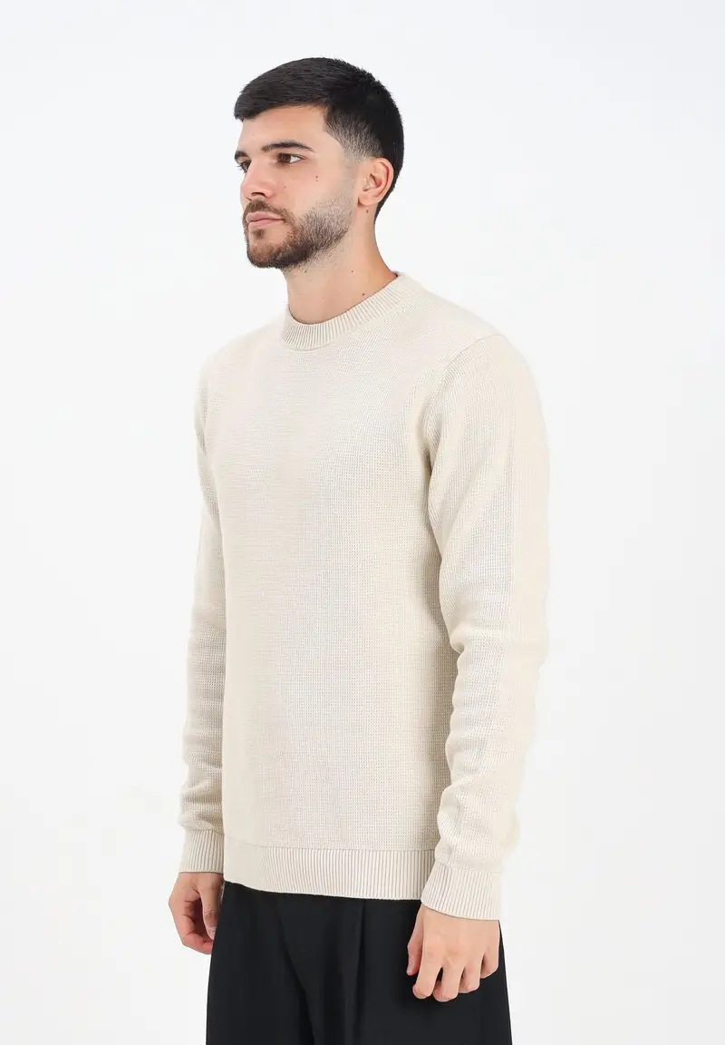 Maglioncino girocollo beige da uomo