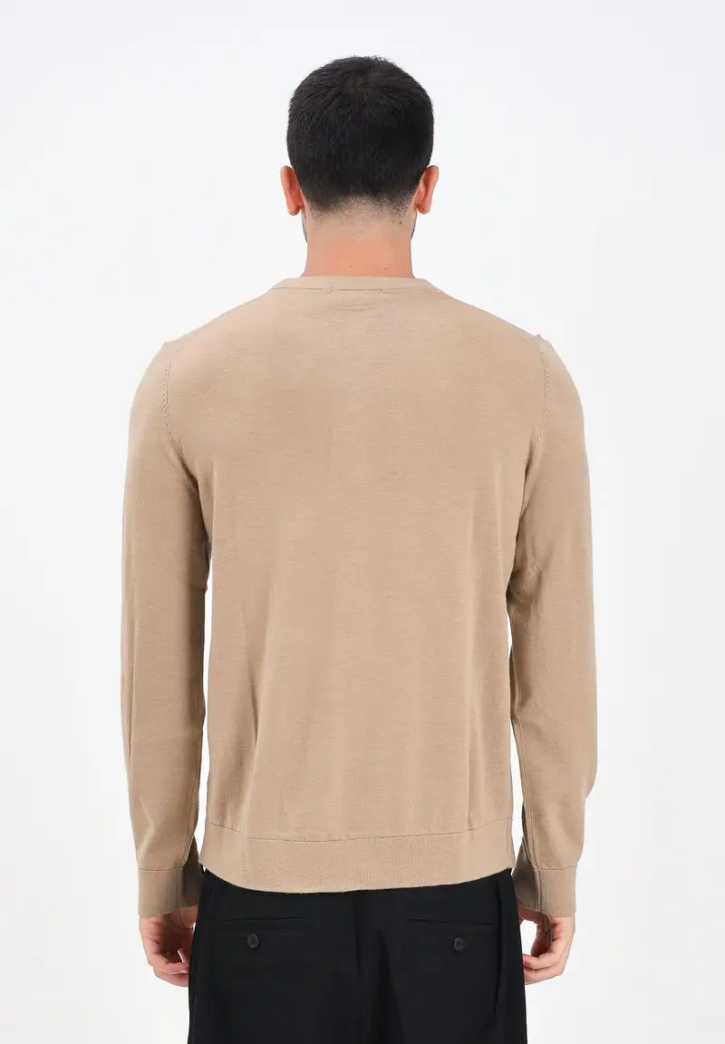 Maglioncino girocollo beige da uomo miniatura 3