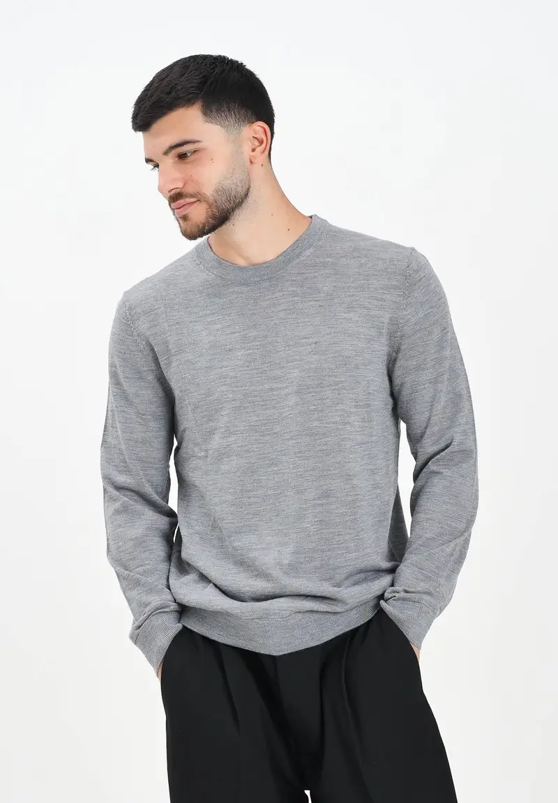 Maglioncino girocollo grigio da uomo miniatura 2