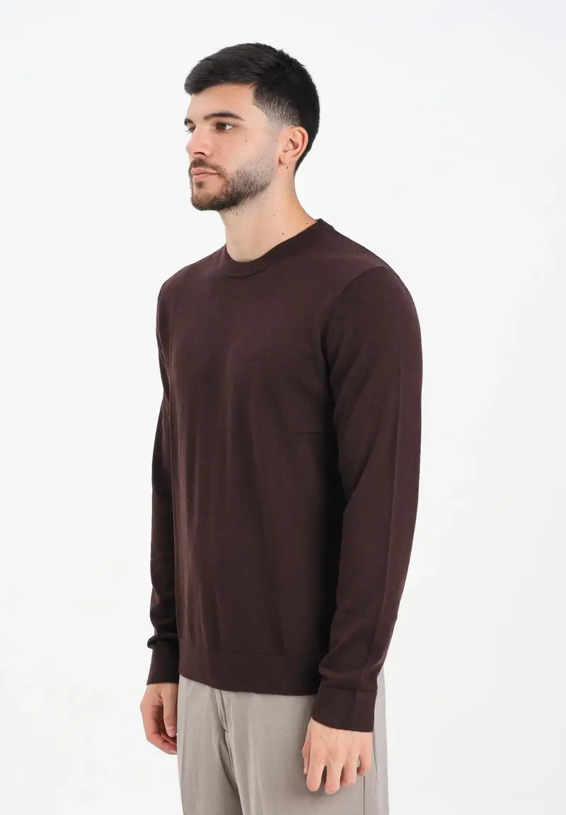 Maglioncino girocollo marrone da uomo