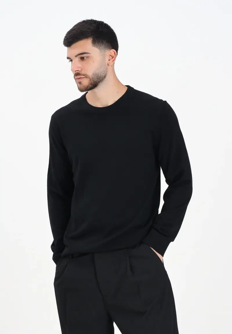 Maglioncino girocollo nero da uomo miniatura 2