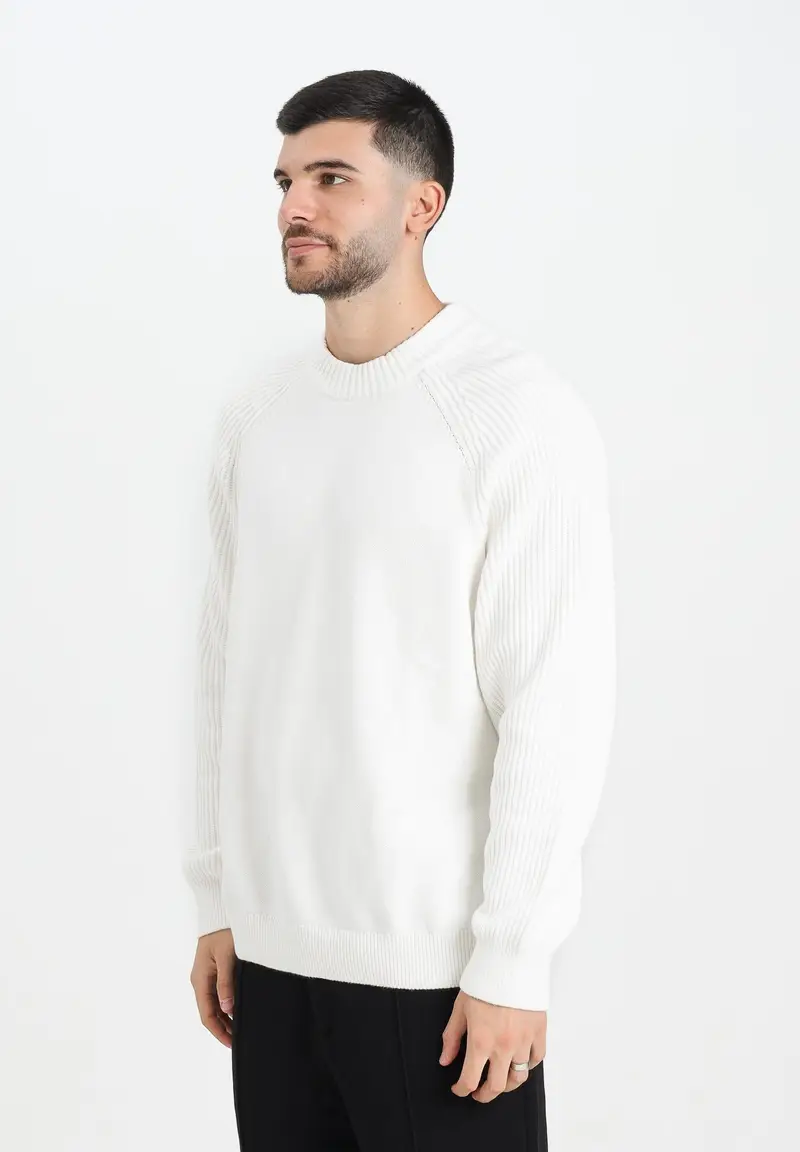 Maglioncino girocollo panna da uomo