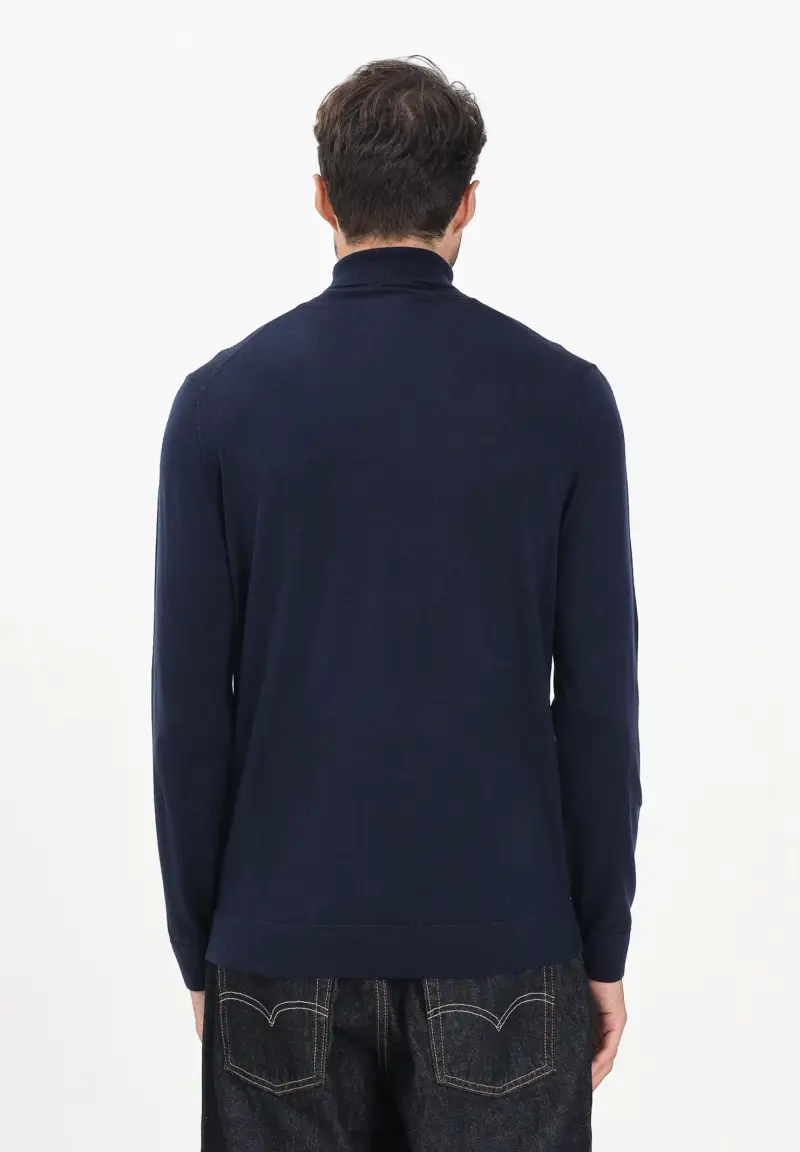 Maglione a collo alto blu da uomo miniatura 3