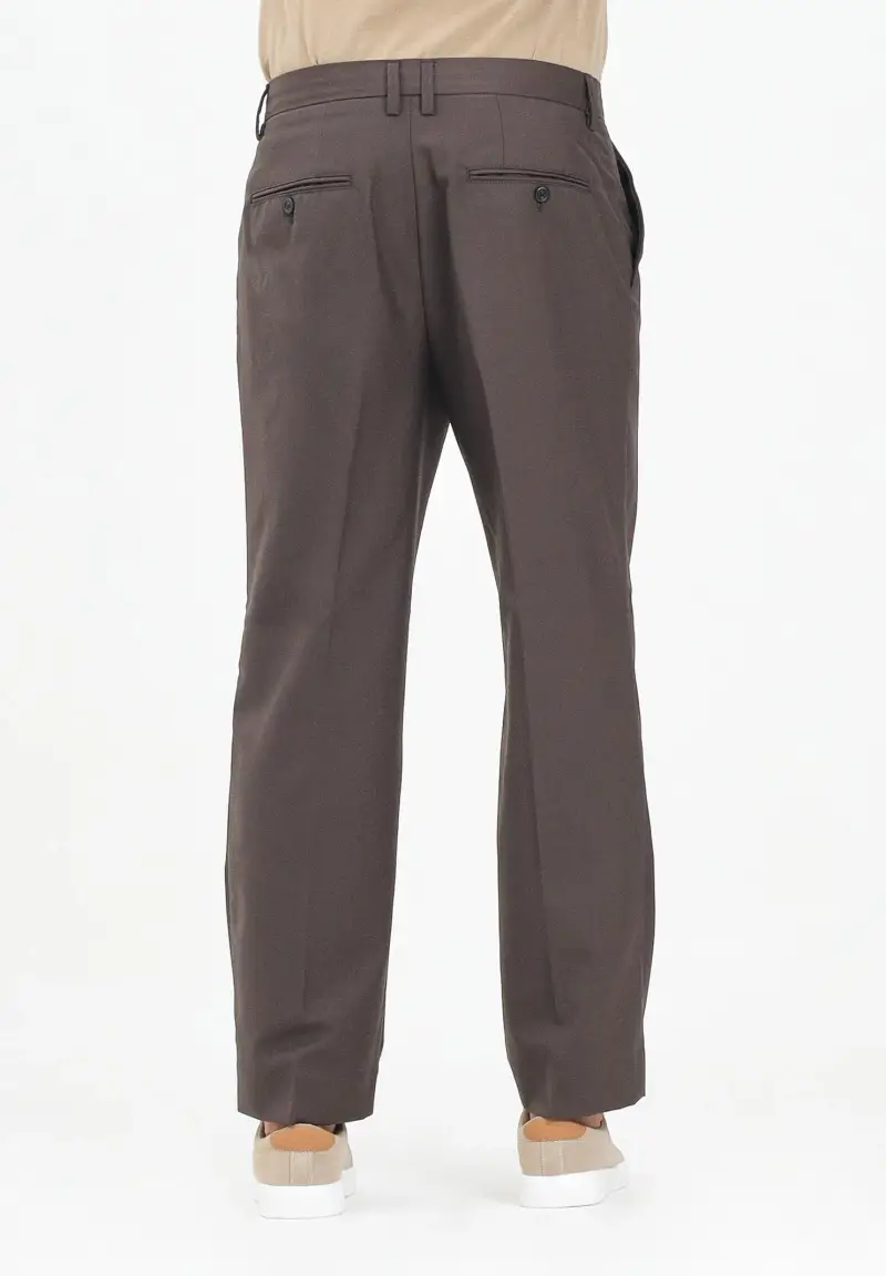 Pantalone elegante marrone da uomo miniatura 3