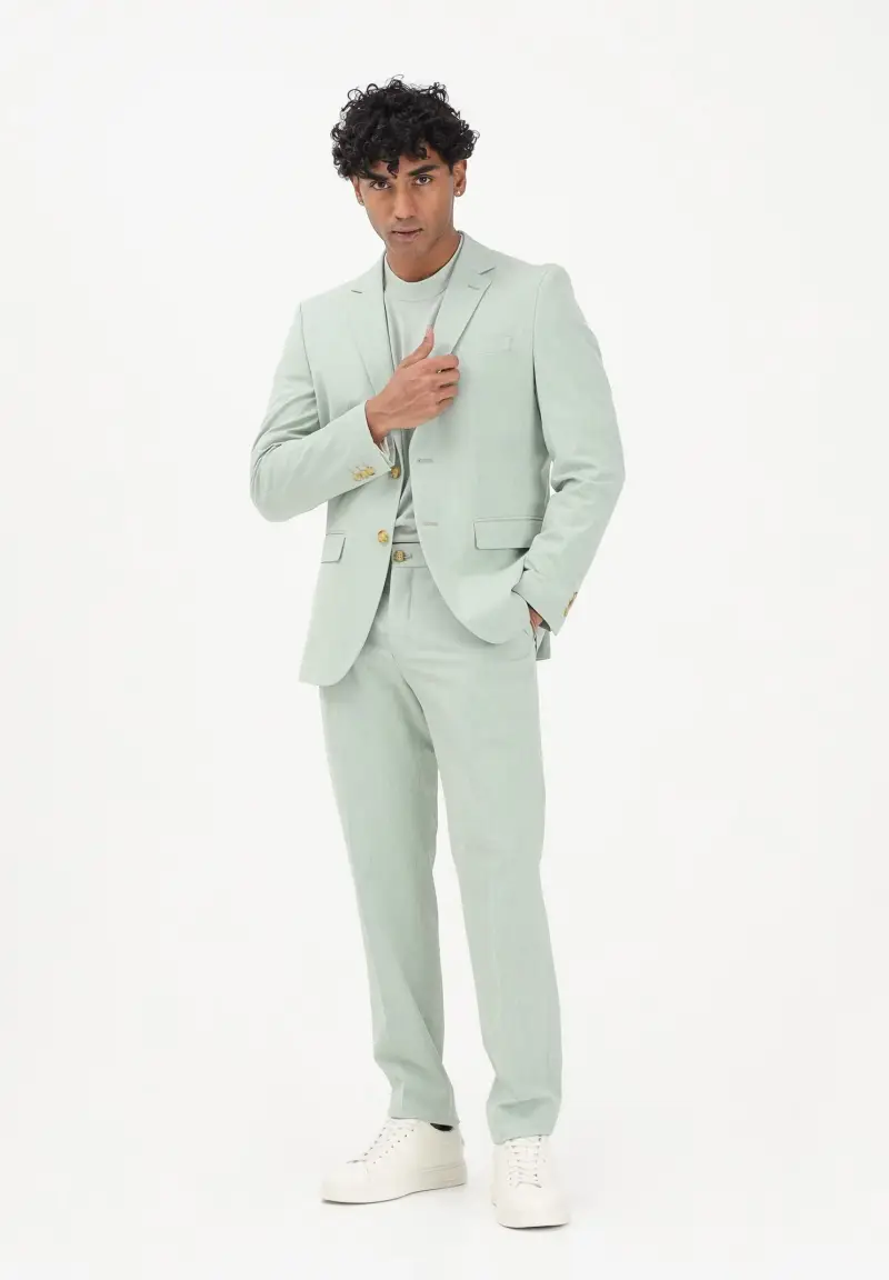 Pantalone elegante verde menta da uomo miniatura 2