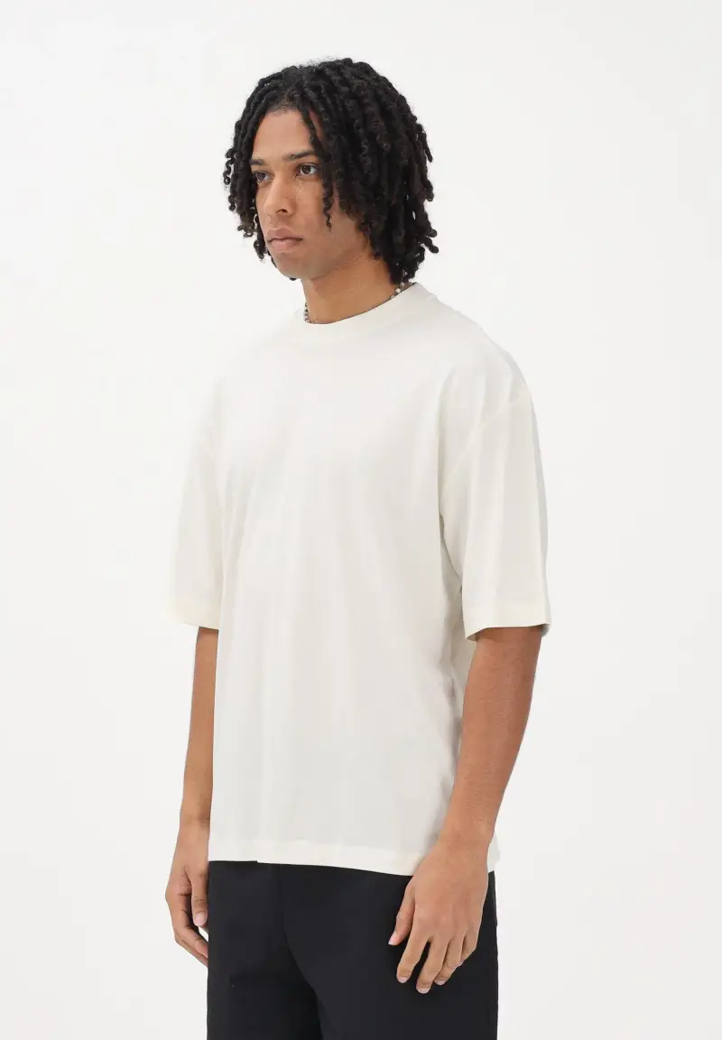 T-shirt a manica corta panna da uomo con stampa sul retro