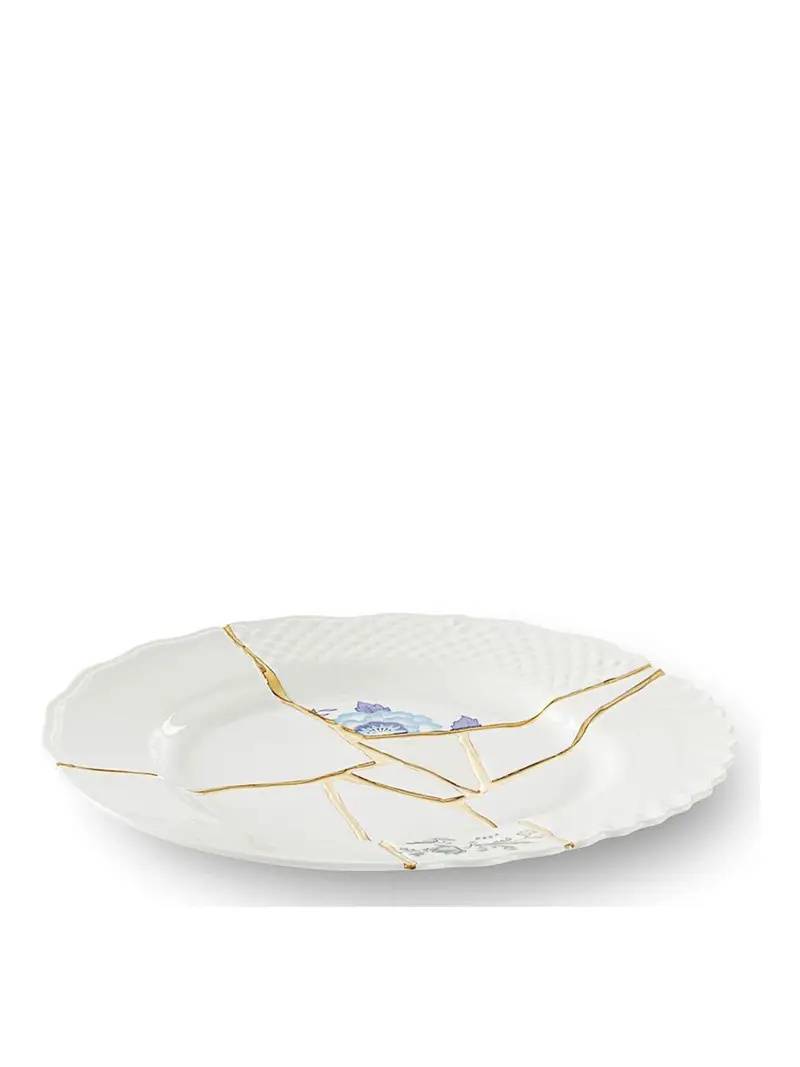 Piatto piano Kintsugi Multicolore