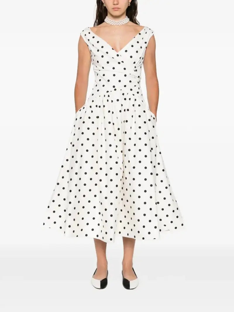 Abito a Pois Elegante BIANCO miniatura 2