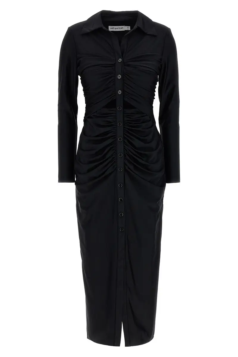 Abito Black Jersey Cut Out Midi Nero