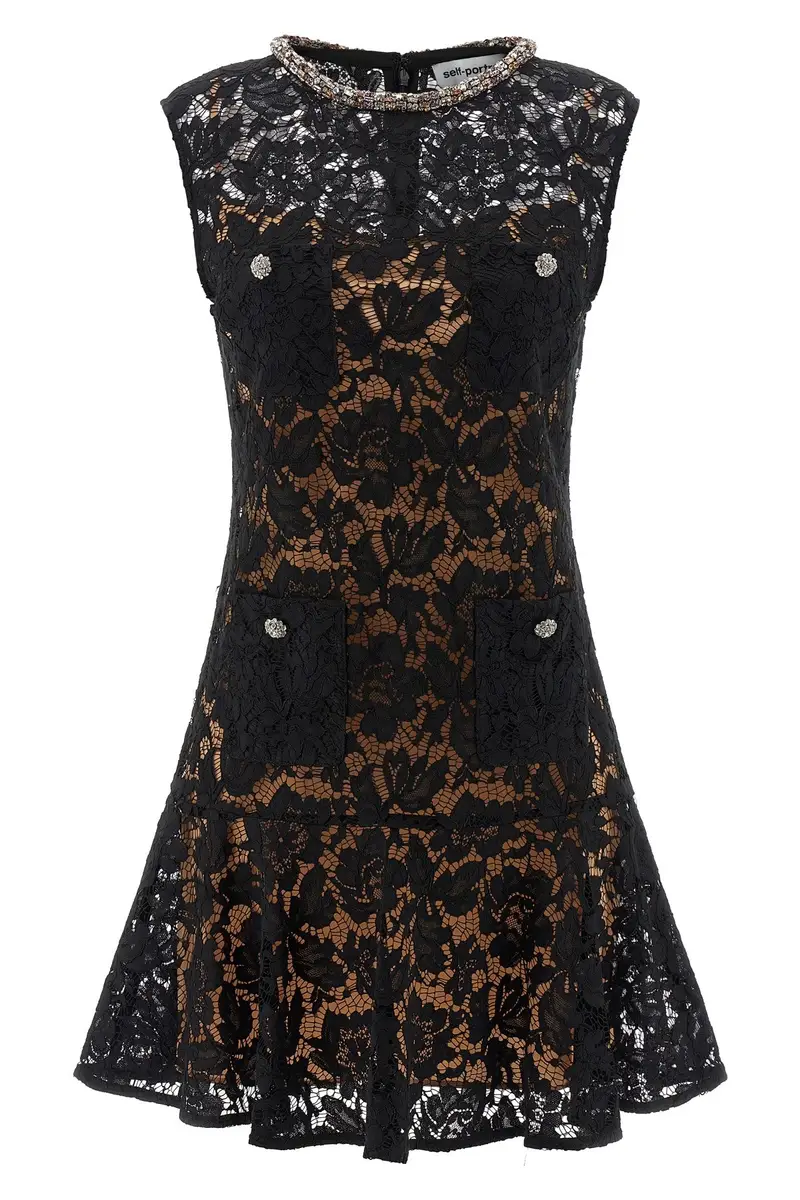 Abito Black Lace Crystal Nero