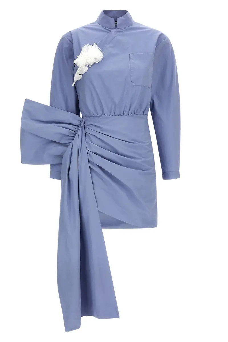 Abito 'Blue Cotton Tie Side Mini' Azzurro