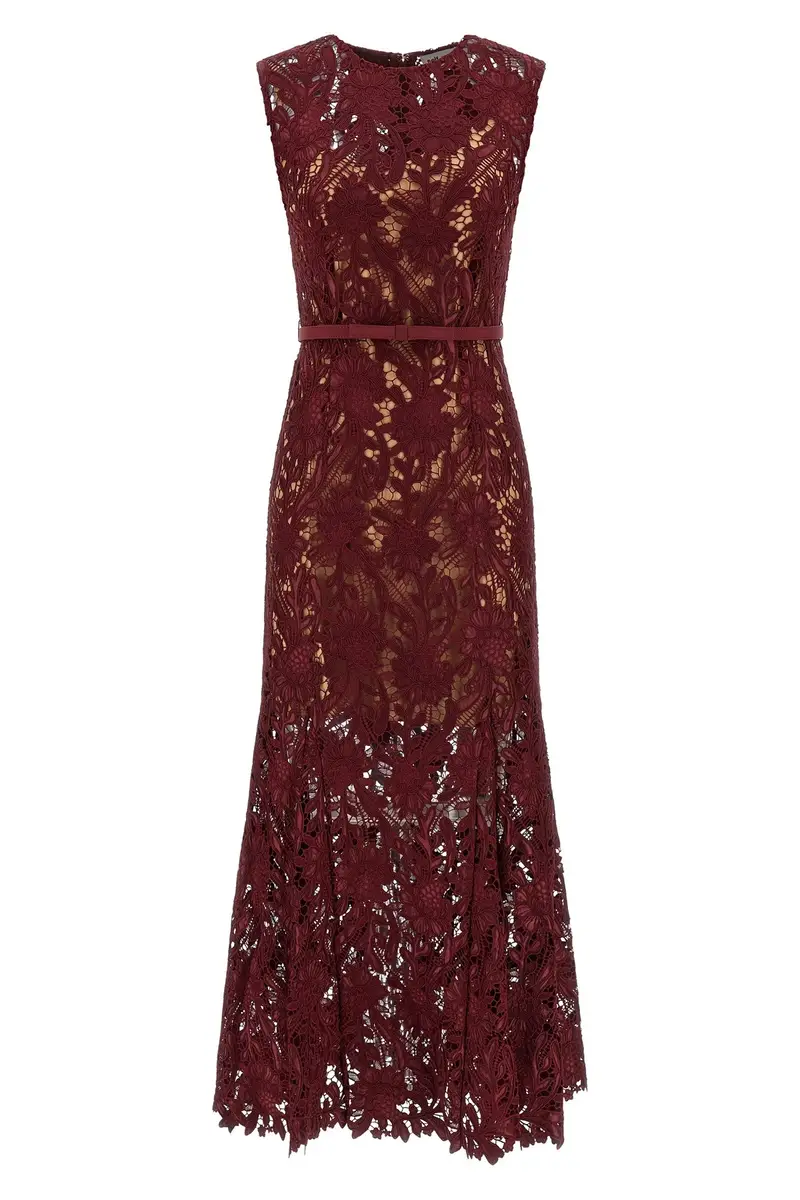 Abito 'Burgundy Guipure Lace Midi' Bordeaux