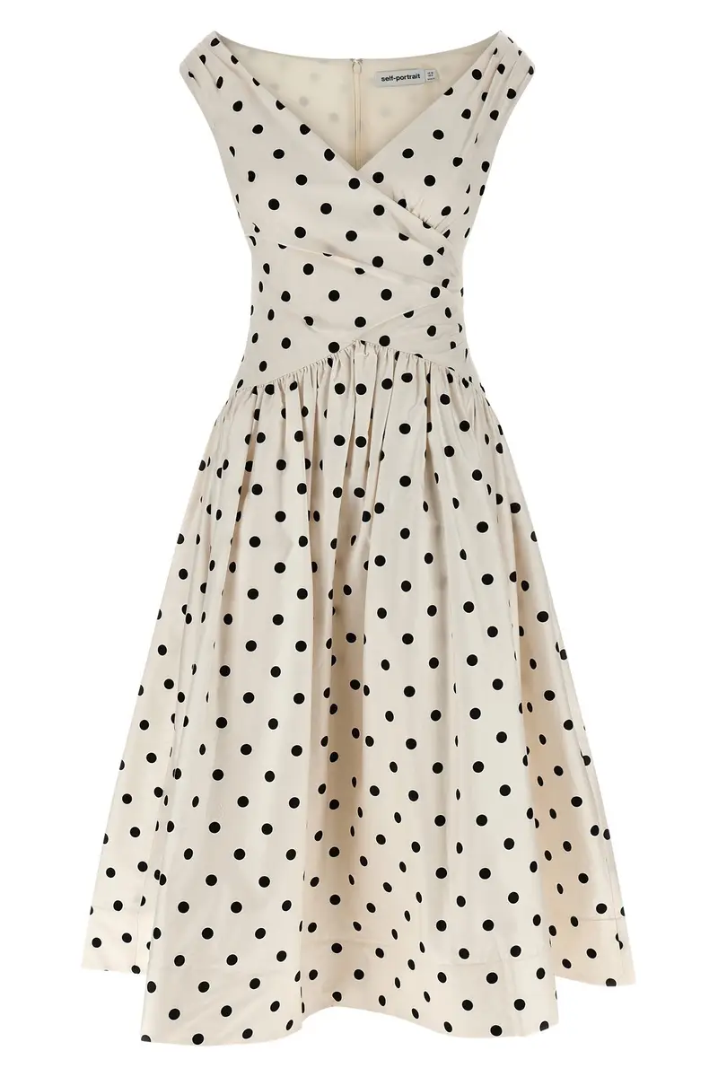 Abito 'Cream Polka Dot Cotton Midi' Bianco