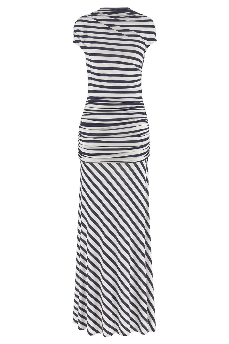 Abito Navy Stripe Jersey Maxi Blu
