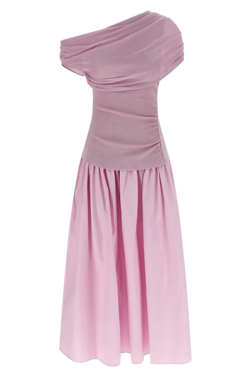 Abito 'Pink Cotton Draped Knit Midi' Rosa