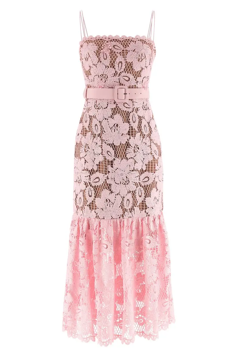 Abito Pink Crochet Lace Midi Rosa