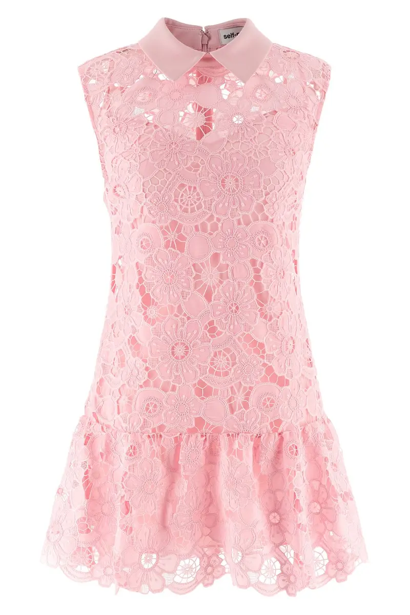 Abito Pink Lace Collared Rosa