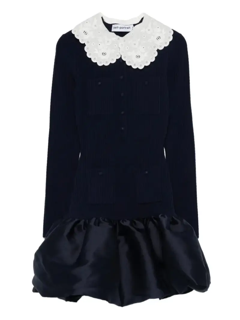 Abito sofisticato con colletto in pizzo BLU