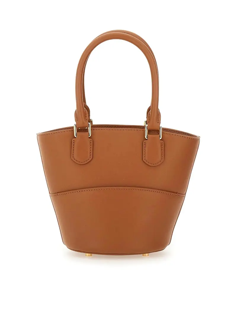 Borsa tote in pelle con ciondolo Marrone Chiaro