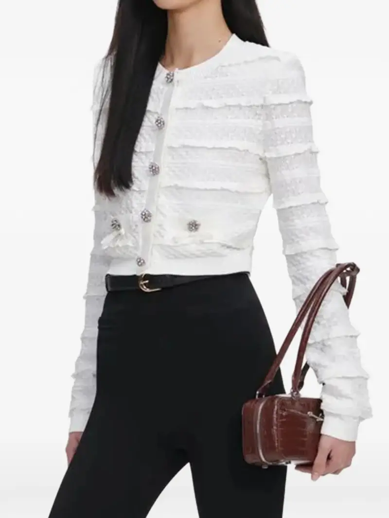 cardigan pointelle BIANCO