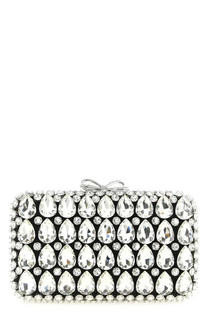 Clutch Black Satin Crystal Nero