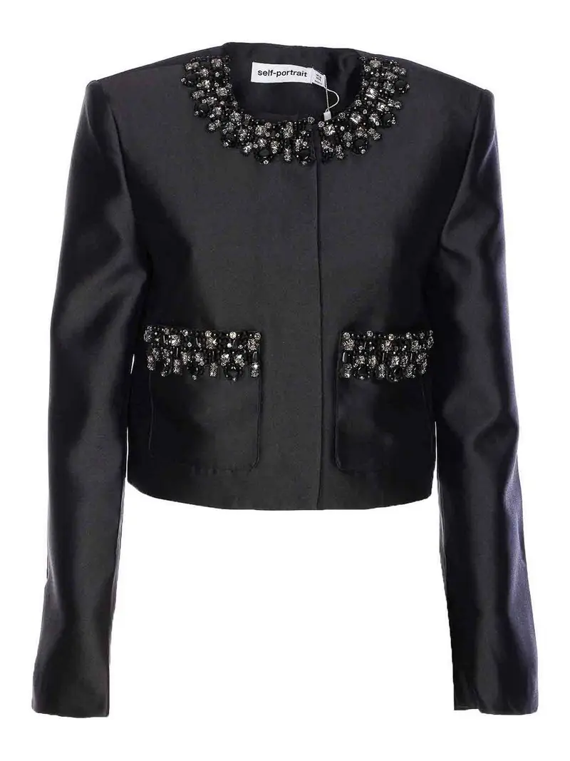 Giacca nera con pulsanti frontali Chiusura Nero