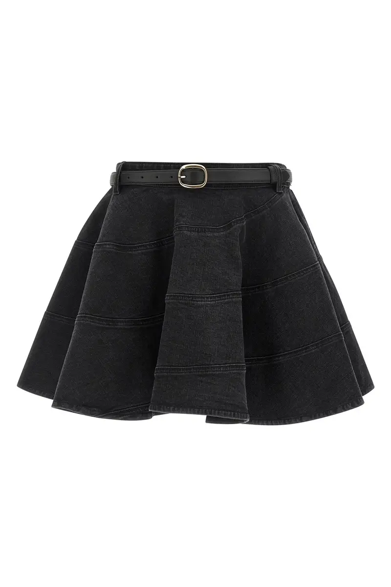 Gonna 'Black Flared Denim Mini' Nero