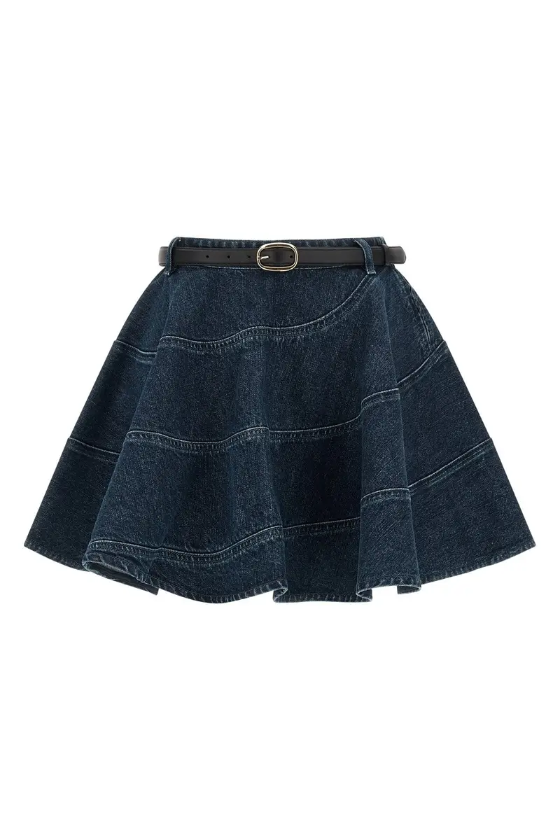 Gonna 'Flared Denim Mini' Blu