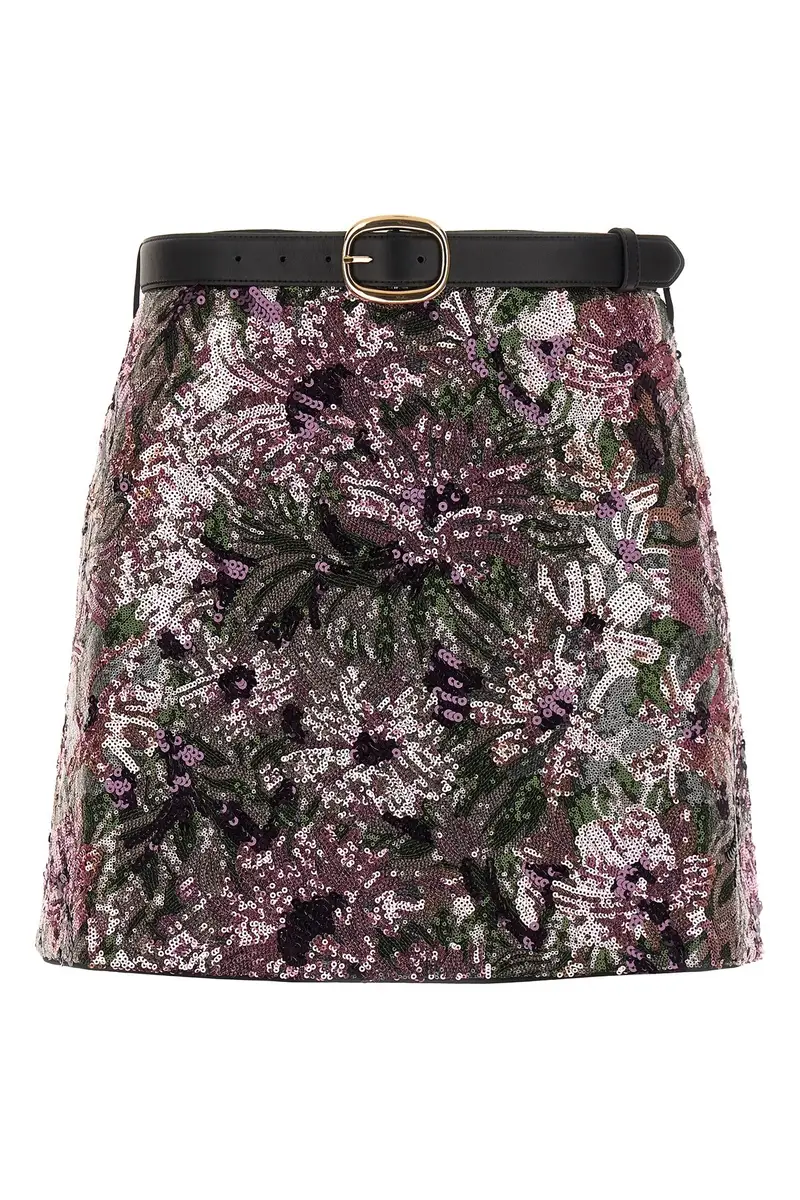 Gonna 'Floral Sequin Mini' Rosa