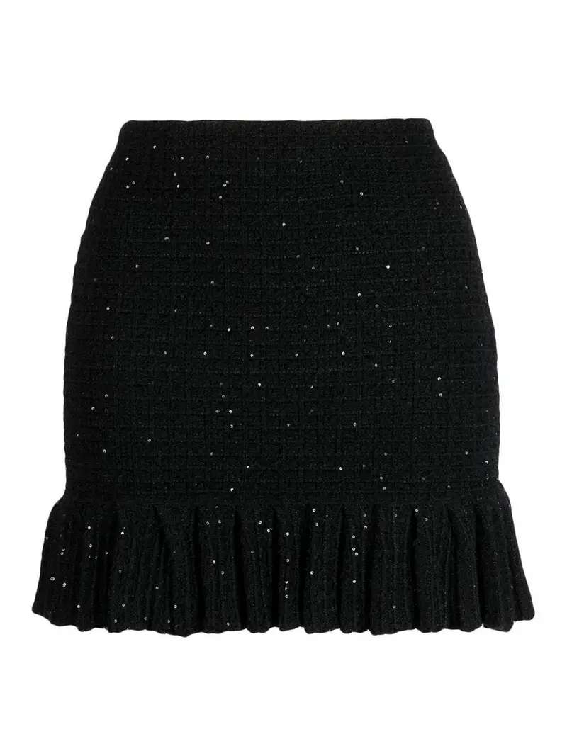 Gonna in maglia testurizzata con paillettes Nero