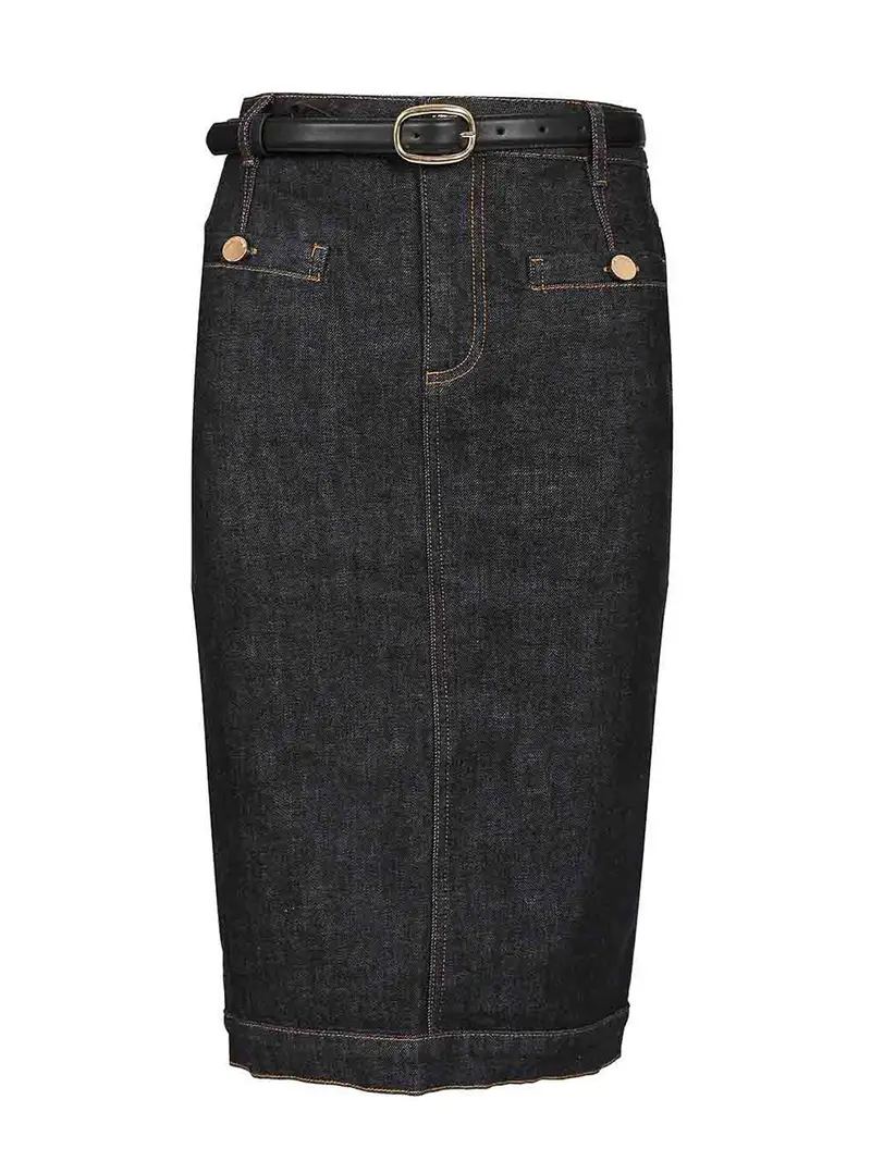 Gonna midi di denim Blu