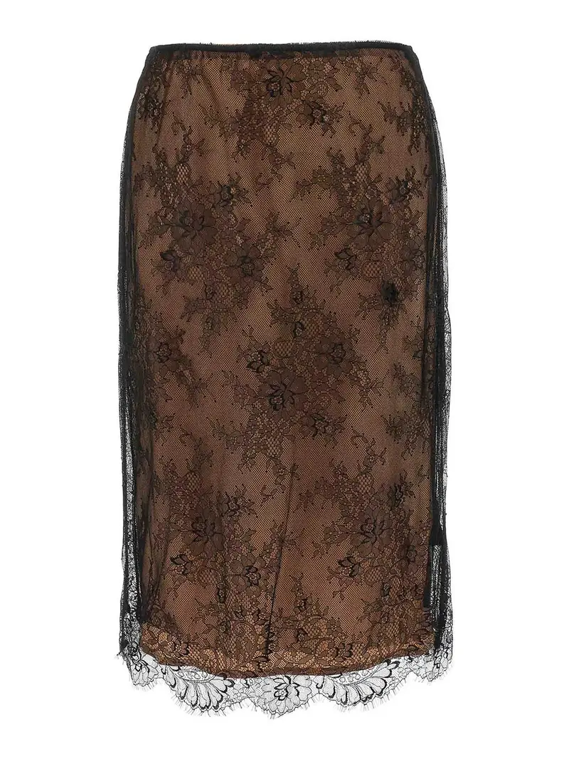 Gonna midi in pizzo nero