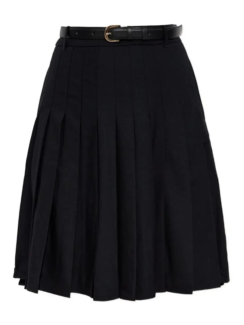Gonna Pleated Midi Nero