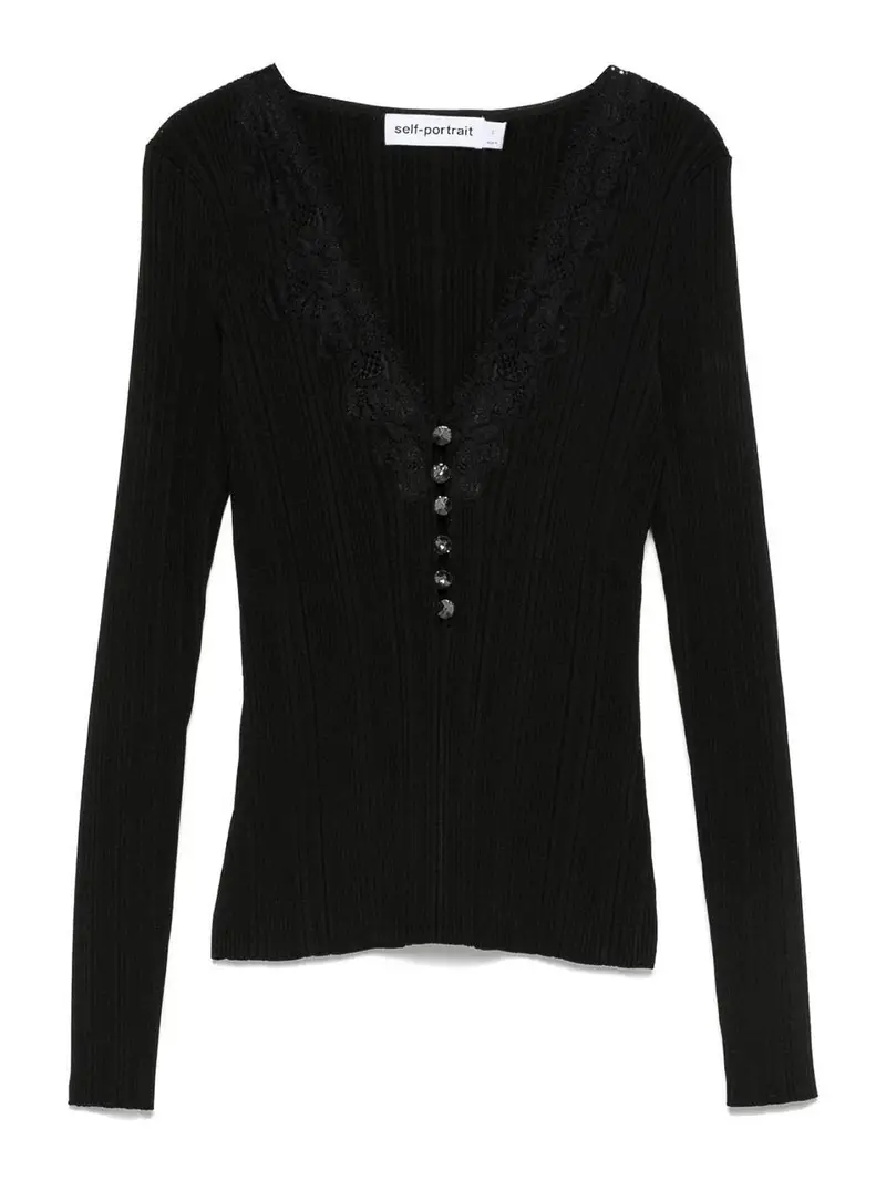 Maglione con scollo a V Nero