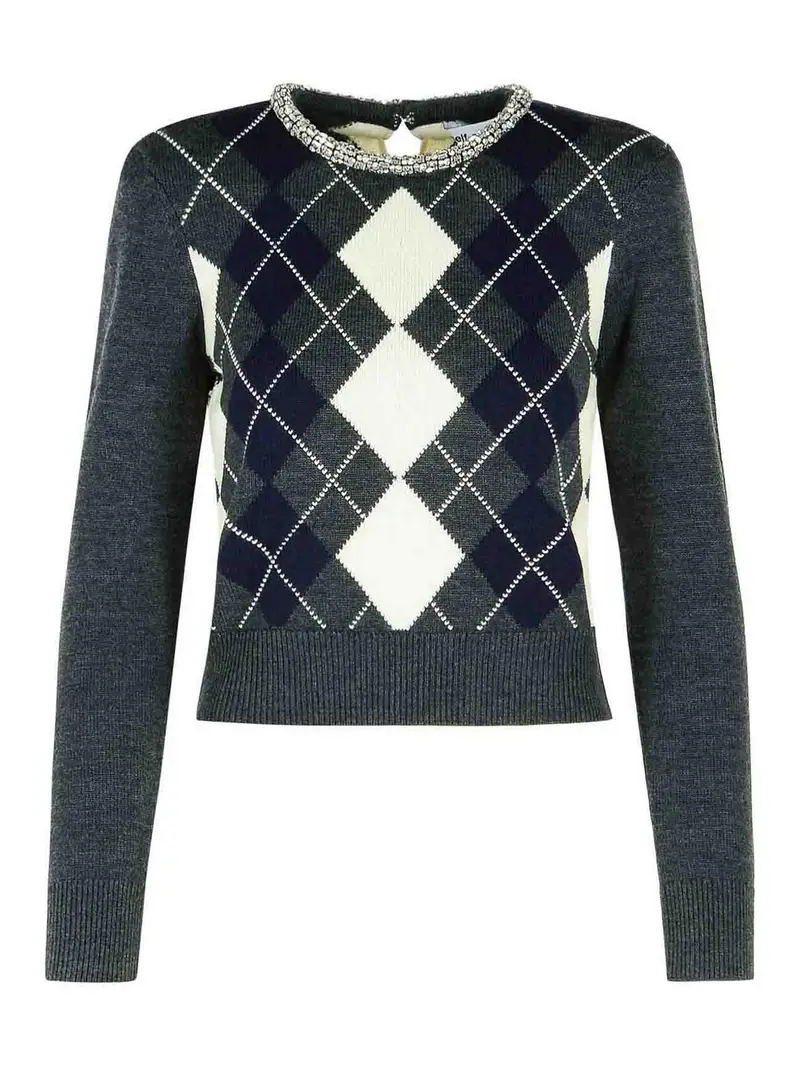 Maglione di lana grigio cristallo Argyle
