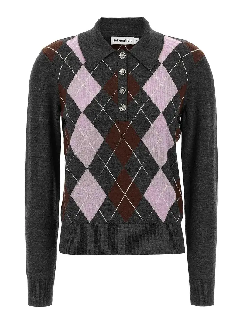 Maglione leggero a rombi grigio