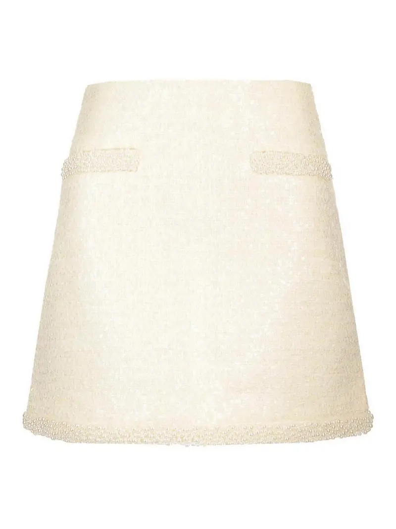 Mini gonna da boucle Bianco