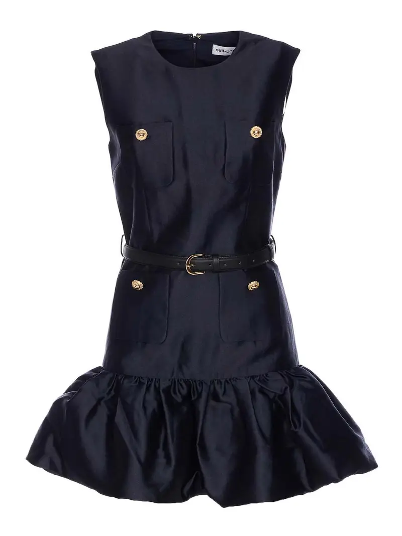 Mini Vestito di Taffeta Blu