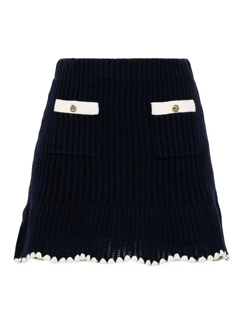 Minigonna con finiture a contrasto Blu scuro