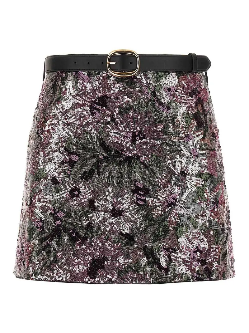 Minigonna con paillettes floreali Color Carne E Neutri