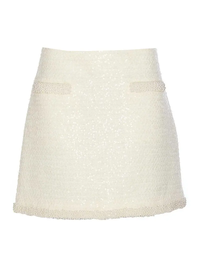 Minigonna con perle Bianco