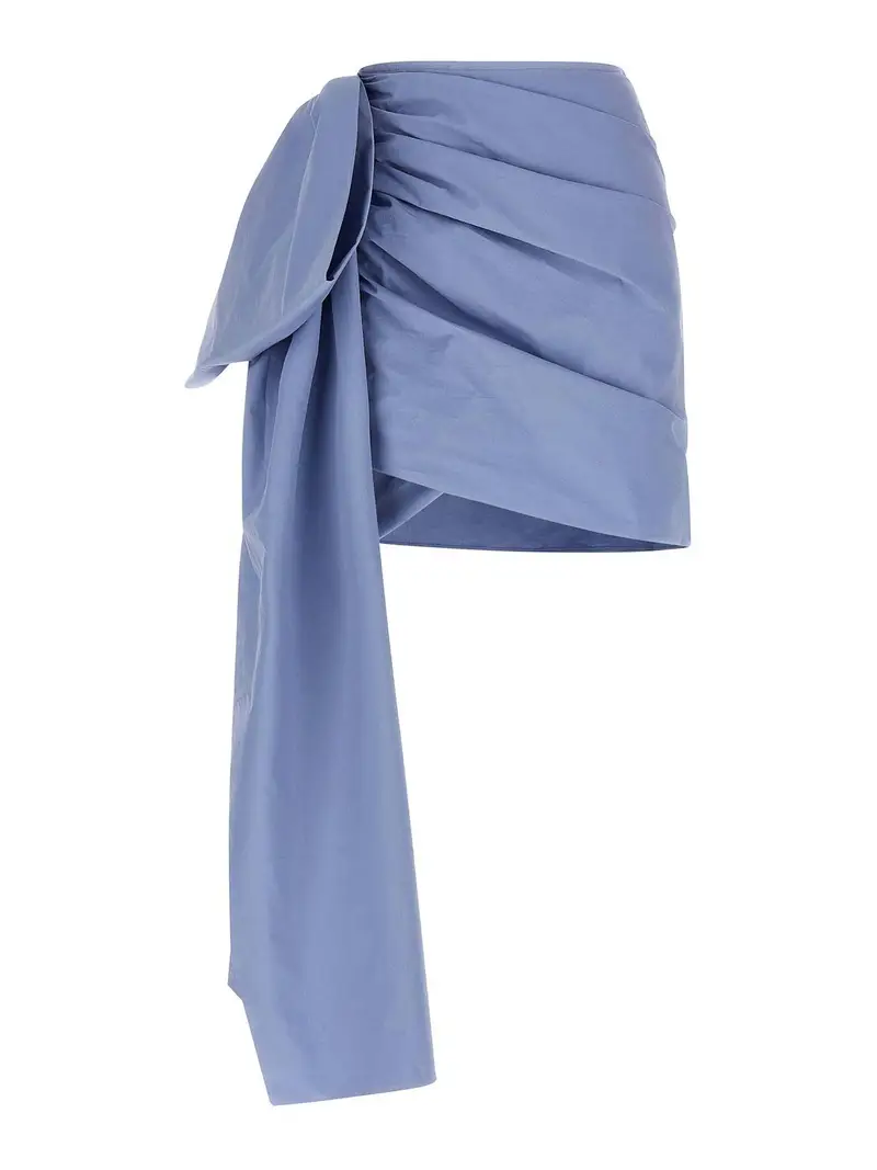 Minigonna in cotone blu con lacci laterali Azzurro