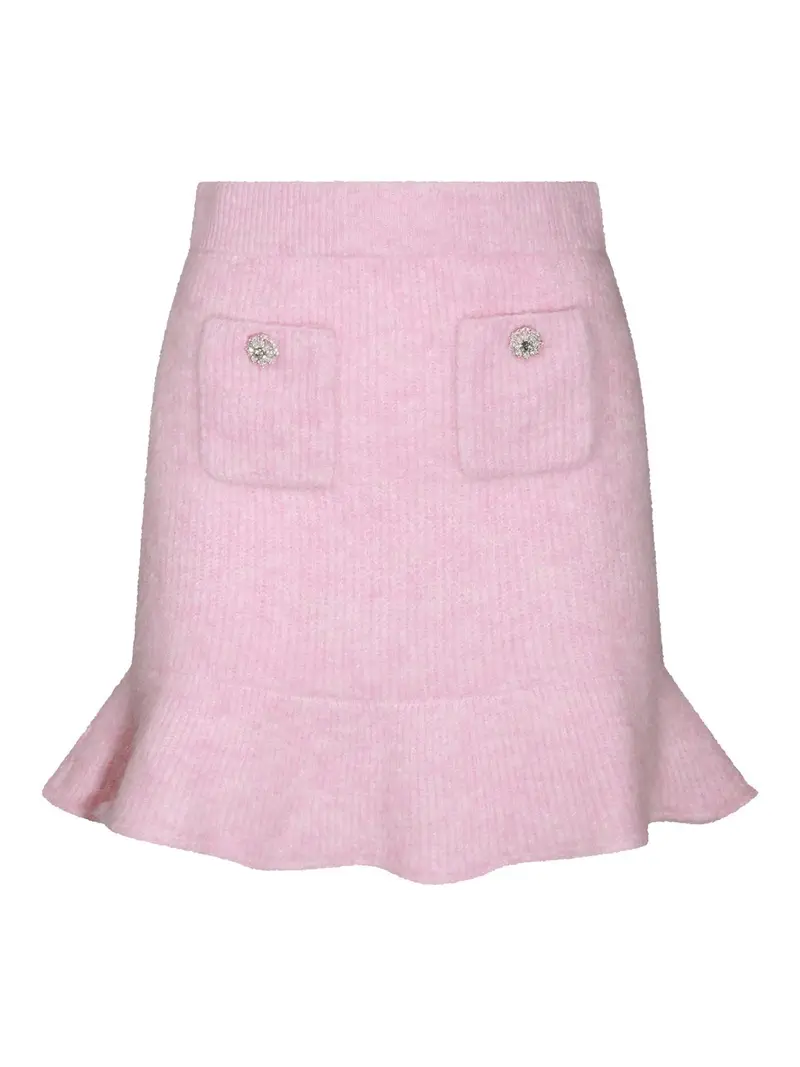 Minigonna in lana rosa Color Carne E Neutri