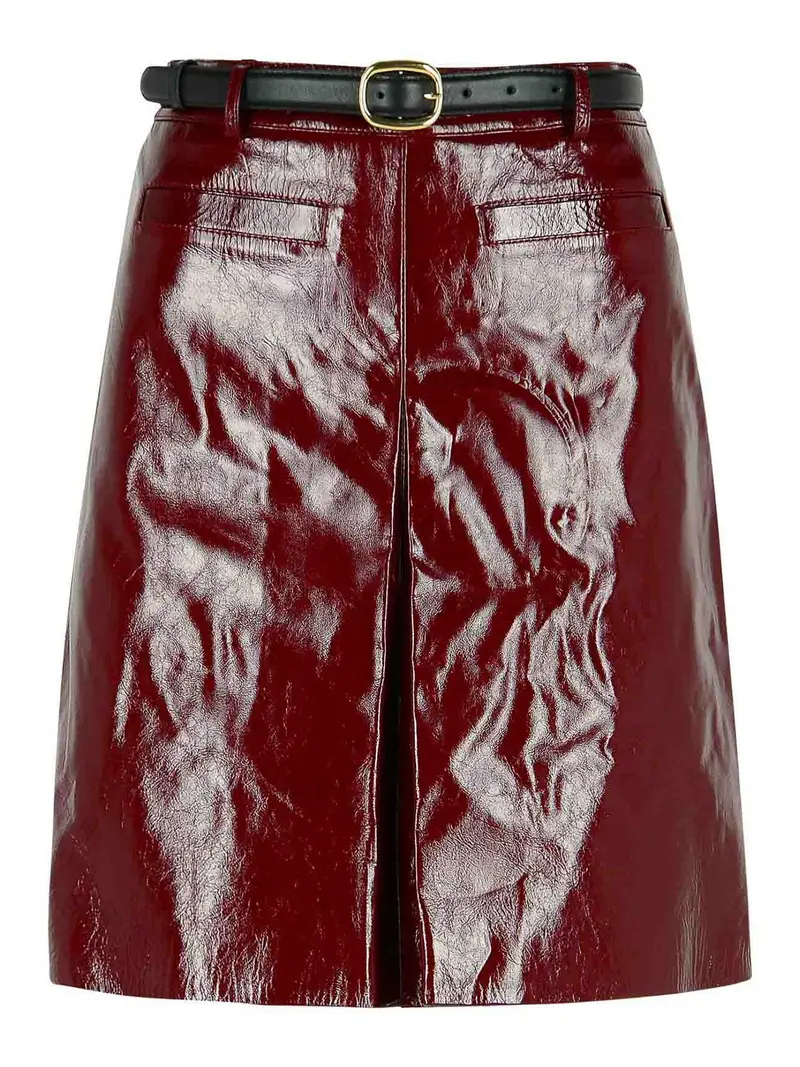 Minigonna in pelle bordeaux Rosso Scuro
