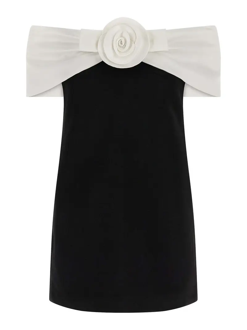 MiniVestito a fiori in crÃªpe nero Bianco