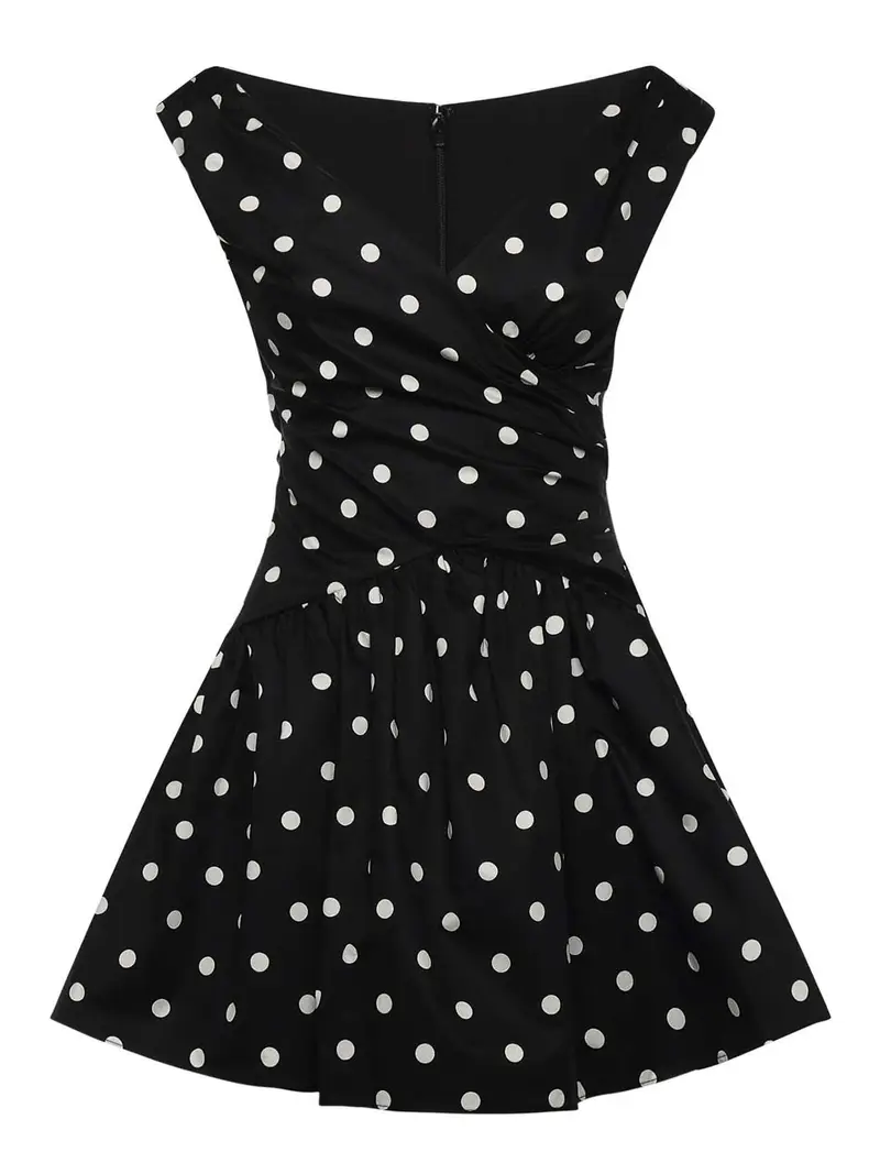 MiniVestito in cotone a pois Nero