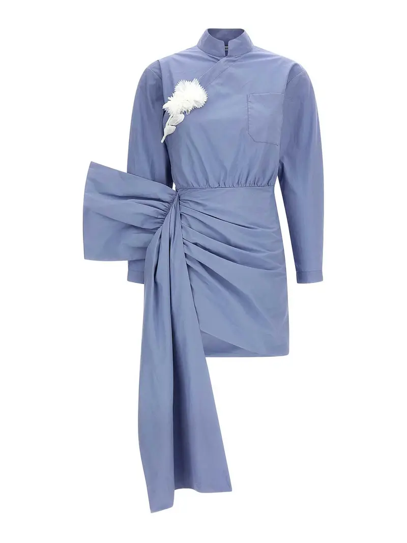 MiniVestito in cotone blu con lacci laterali Azzurro