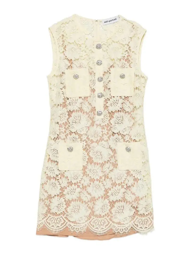 MiniVestito in pizzo giallo pregiato