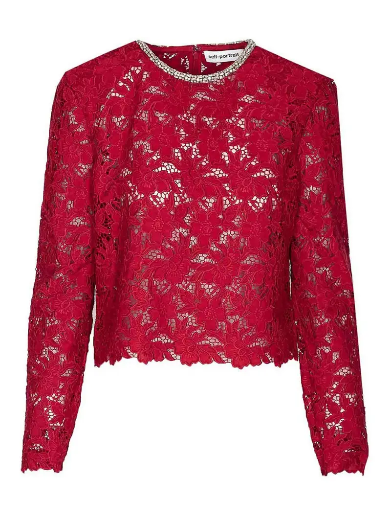 Parte superiore in cristallo di pizzo Rosso