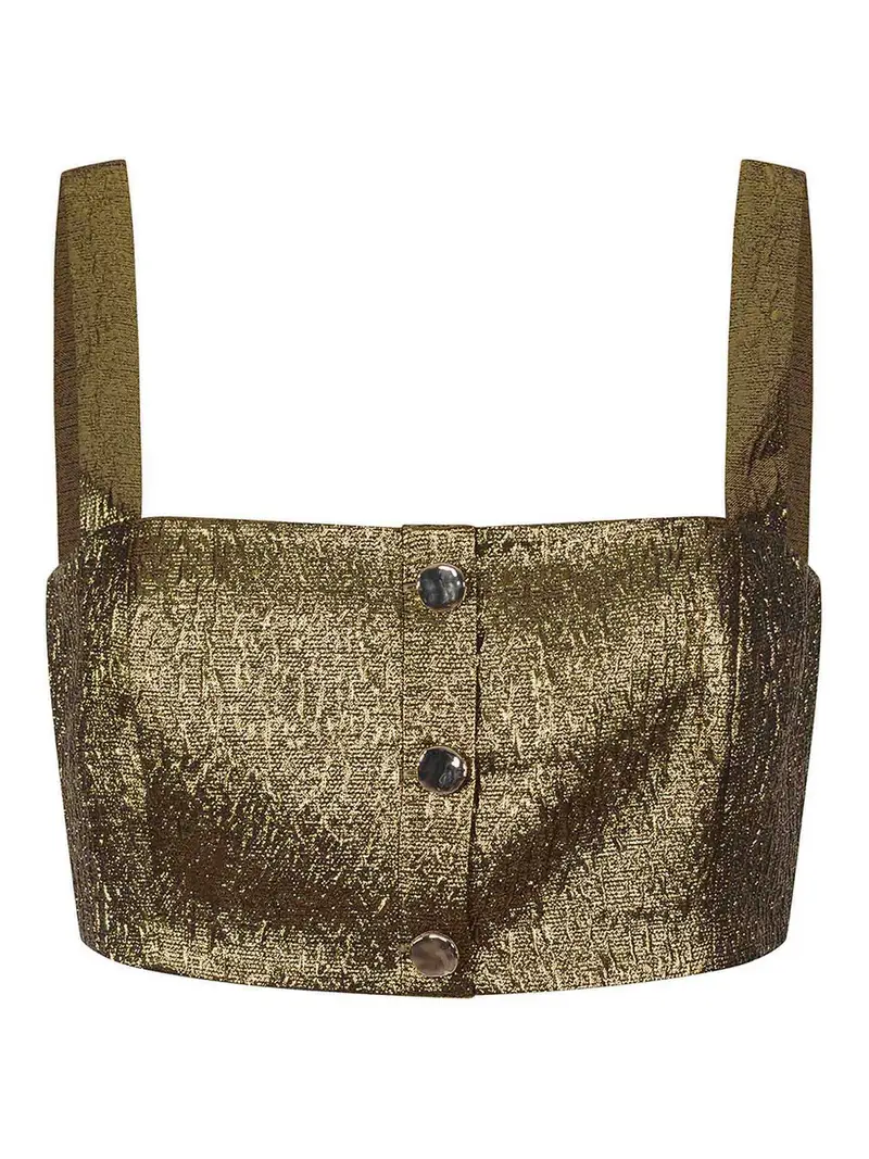 Top fatto di poliestere Oro